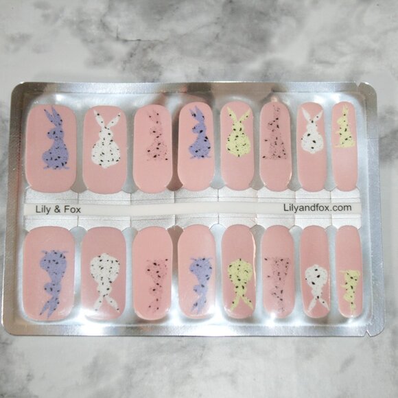 3 For 15 - LILY & FOX - NO BUNNY BUT YOU Nail Stickers Wraps Strips Pink Easter - Picture 2 of 10